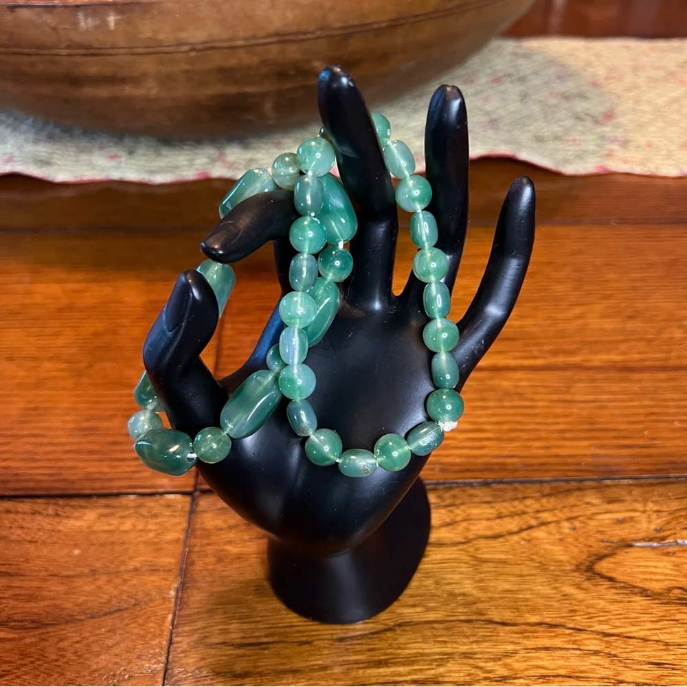 Jade look stretch pair of bracelets